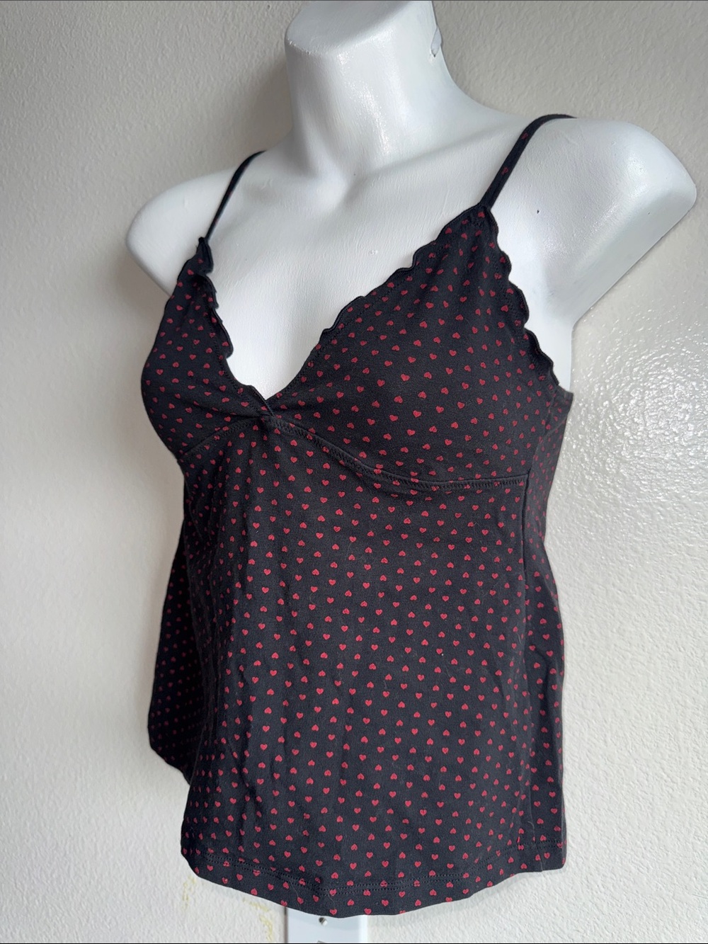 Brandy Melville Black and Red Heart Tank Top
